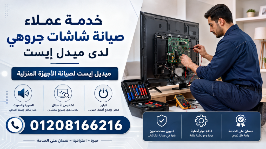خدمة عملاء صيانة شاشات جروهي لدى ميدل إيست